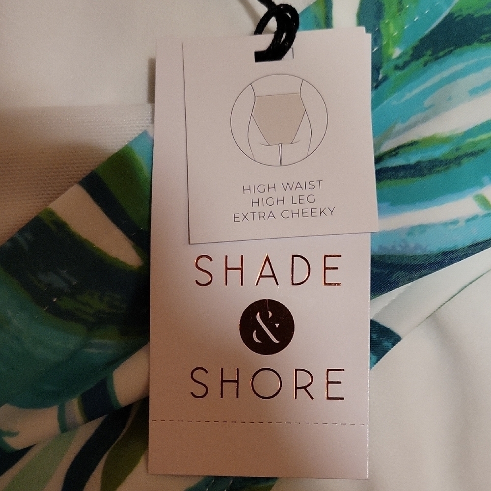 Shade & Shore Leafy Green and Blue Bikini Bottom SIZE 14/16 NWT - Picture 3 of 6